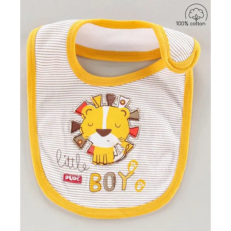 Babyhug Bib Velcro Closure Lion Patch – Multicolor