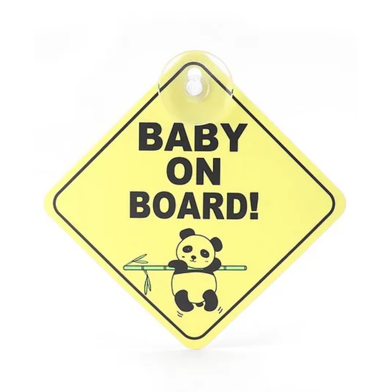 Babyhug Car Sign Boards & Stickers with Panda Print- Yellow
