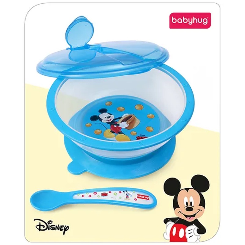 Babyhug Diseny Mickey Designed Suction Bowl with Spoon  Light Blue – 300 ml
