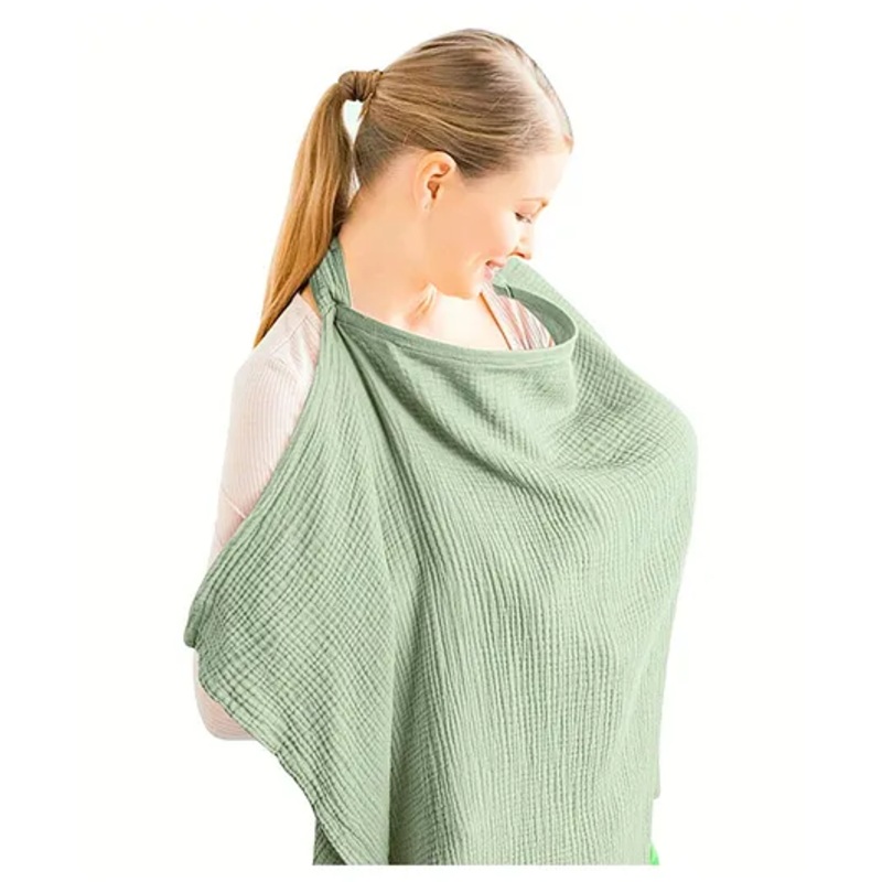 Bembika Baby Breastfeeding Cover – Stylish, Soft & Breathable Nursing Cover for Breastfeeding Feeding Covers for Nursing Mom Breast Feeding Maternity Cotton Apron Scarf-(Sage Green)