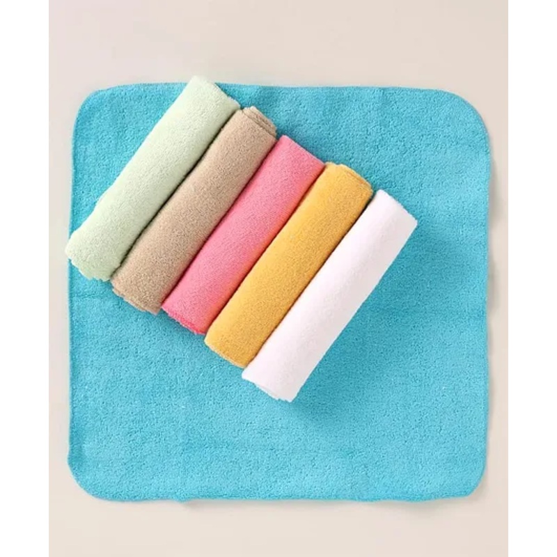 Ben Benny Terry Knit Wash cloth Solid Colour Pack of 6 L 26.5 x B 26.5 cm – Light Blue & Yellow
