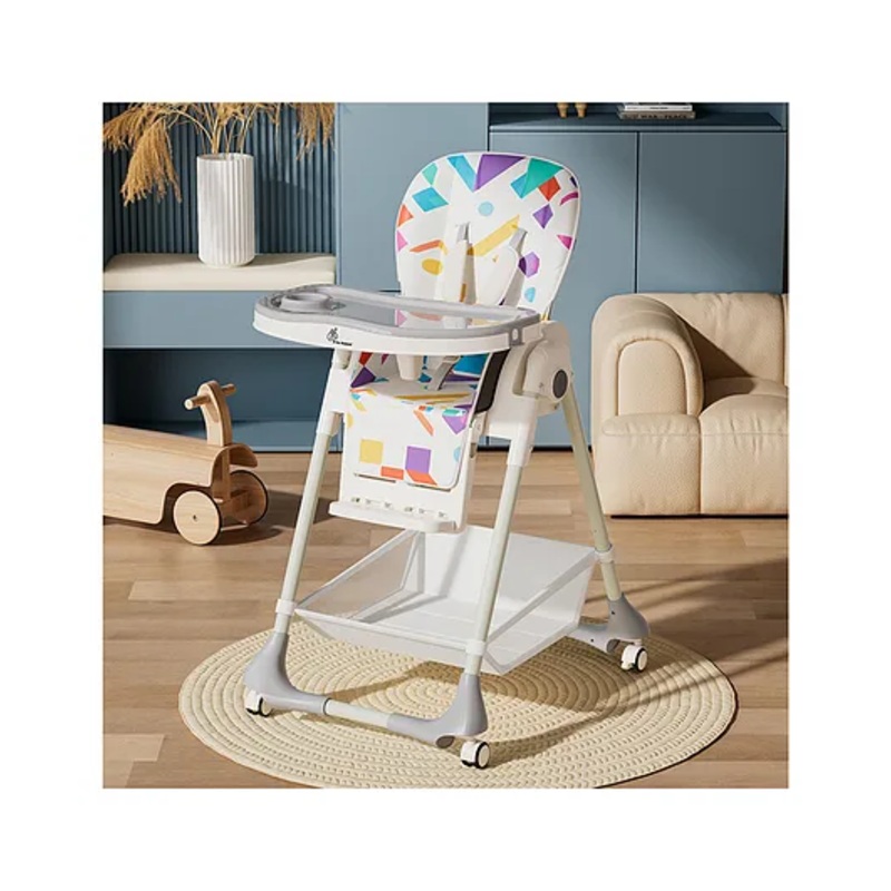 R for Rabbit Marshmallow High Chair For Baby, Multiple Recline Position High Chair With 7 Level Height Adjustment And 3-Recline Modes 6 Months To 5 Years (Abstract White)