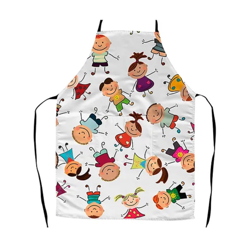 Right Gifting Satin Apron For Kids With Adjustable Waist & Centre Pocket – Off-White