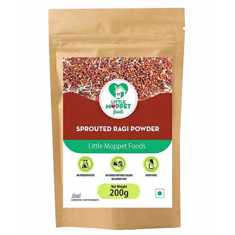 Sprouted Ragi Powder for Babies 200g – High Calcium & Iron Little Moppet Foods