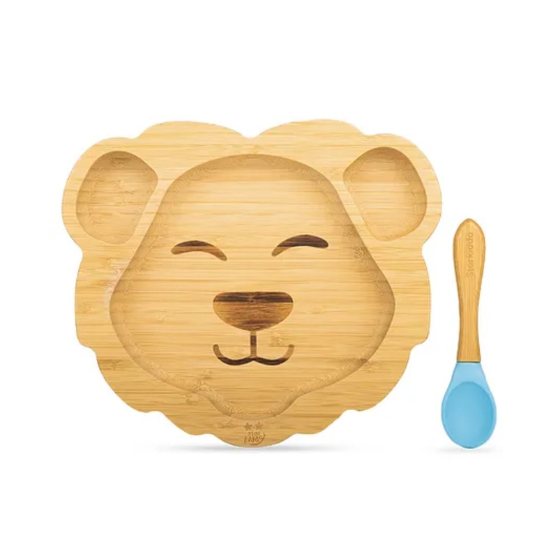 Starkiddo Leo Bamboo Suction Plate and Learning Weaning Set – Blue
