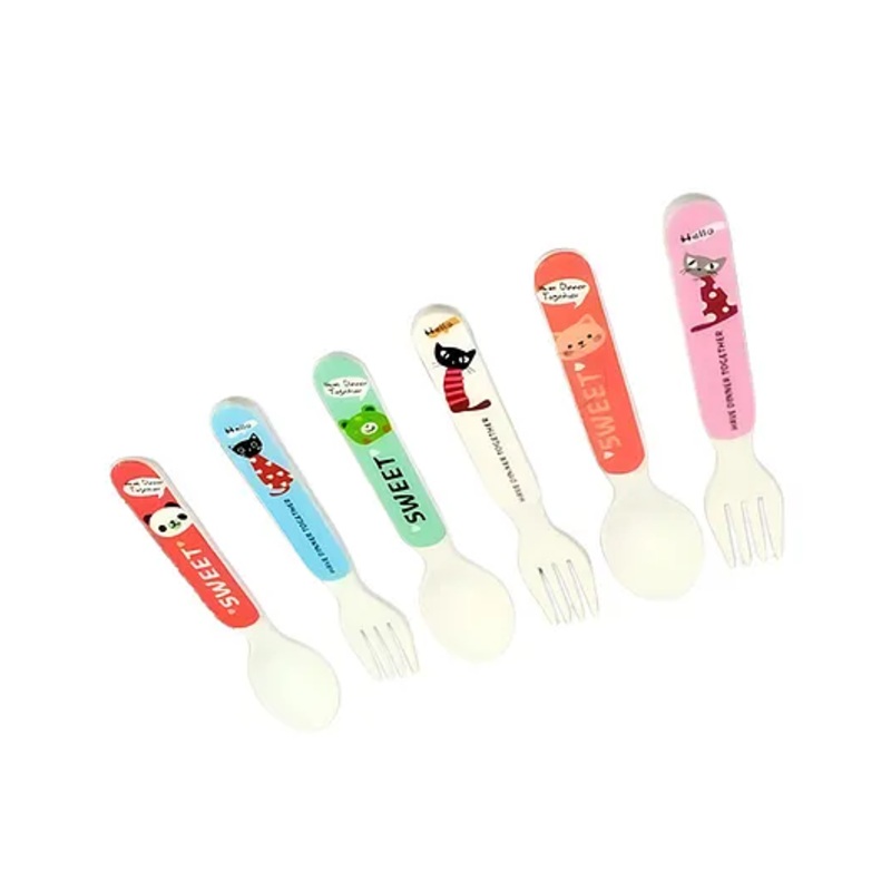 THE LITTLE LOOKERS Easy Grip Spoon and Fork Utensil Set (Multicolour)