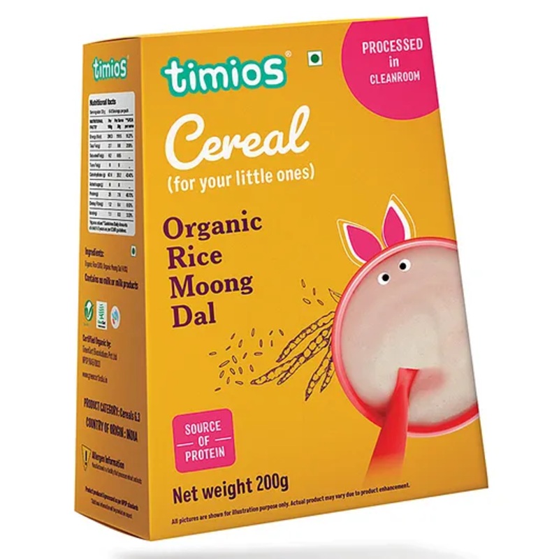 timios Protein-Rich Organic Rice and Moong Dal Porridge Mix | No Added Sugar & No Preservatives – 200 g