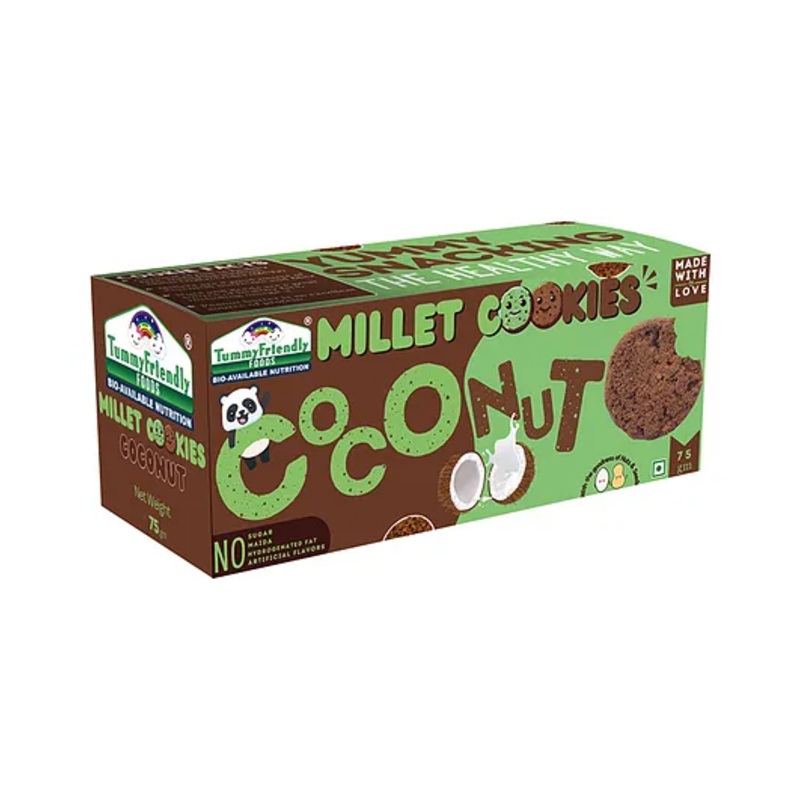 Tummy Friendly Foods Millet Cookies – Coconut – 75 g. Healthy Ragi Biscuits for Baby, Kids & Adults
