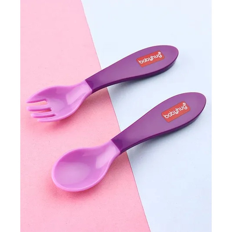 Babyhug Ergo Grip Spoon & Fork Set – Purple