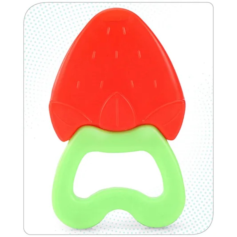 Babyhug Strawberry Fruit Shape Water Filled Teether – Red & Green