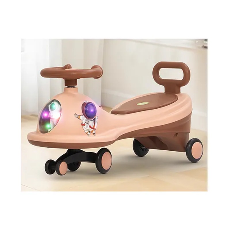 BAYBEE Astro Baby Swing Car for Kids | Push Ride on Baby Car with 360 Steering, LED Lights, Music & Backrest | Twister Rideons Toy Kids Cars | Magic Cars for Kids (Dark Pink)