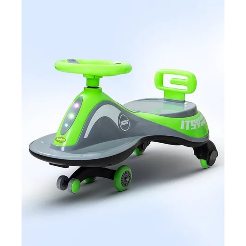 Baybee Pulto Kids Magic Swing Cars for Kids, Twister Ride on Toy Kids Car with LED Lights, PP Wheels & Music (Green)