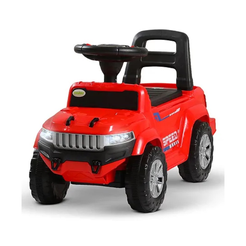 BAYBEE Speedy Manual Baby Ride On Car for Kids, Push Ride On Toy Jeep with Music & Led Light, Toddlers Push Ride Kids Car with Backrest, Under Seat Storage to Steering Wheel – Red