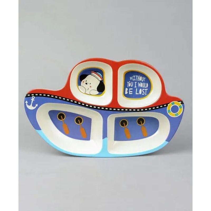 Boat Shaped Section Plate – Blue Red