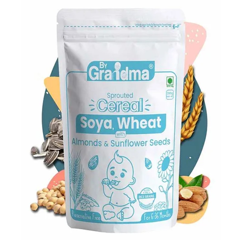 ByGrandma Sprouted Wheat & Gram Baby Porridge Mix – Nutritious Food for 6+ Months, No Preservatives, Homemade, Easy Prep, 280g
