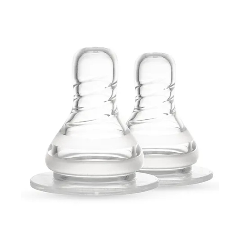 Cherilo Anti Colic Classic Teat Nipple for Slim Neck Bottle Pack of 2 Fast Flow – White