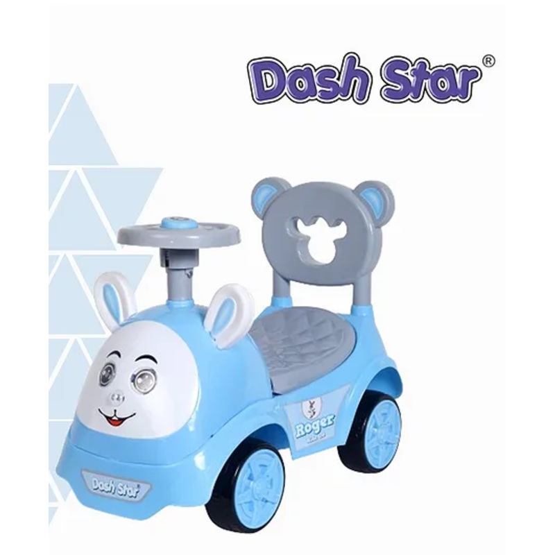 Dash Star Roger Ride On Push Musical Baby Car with Horn & High Backrest Support Under Storage Basket – Blue