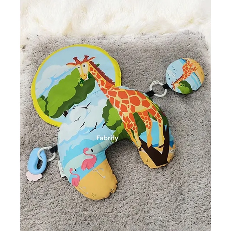 Fabrify Tummy Time Pillow with Crinkle Mat & Teethers, High Contrast Baby Toys, Montessori Sensory Crawling Toy for Infant Newborn Toddler Tummy Time (Giraffe)