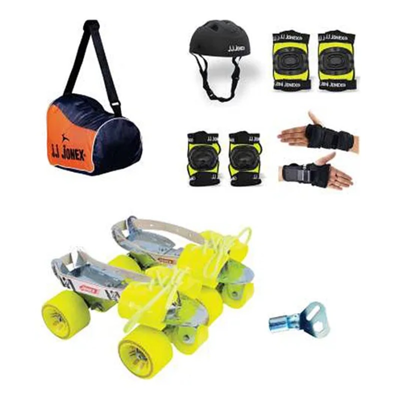 JJ Jonex Gold Adjustable Roller Skating Kit With Helmet Medium – Black Multicolour