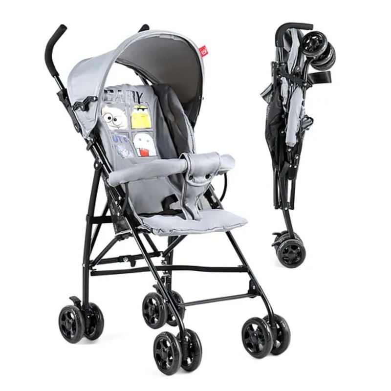 Lightweight & Compact Tour Infant Travel Stroller – Grey| Compact Umbrella Fold| Rear Wheels with Brake| Front Swivel Wheels with Lock