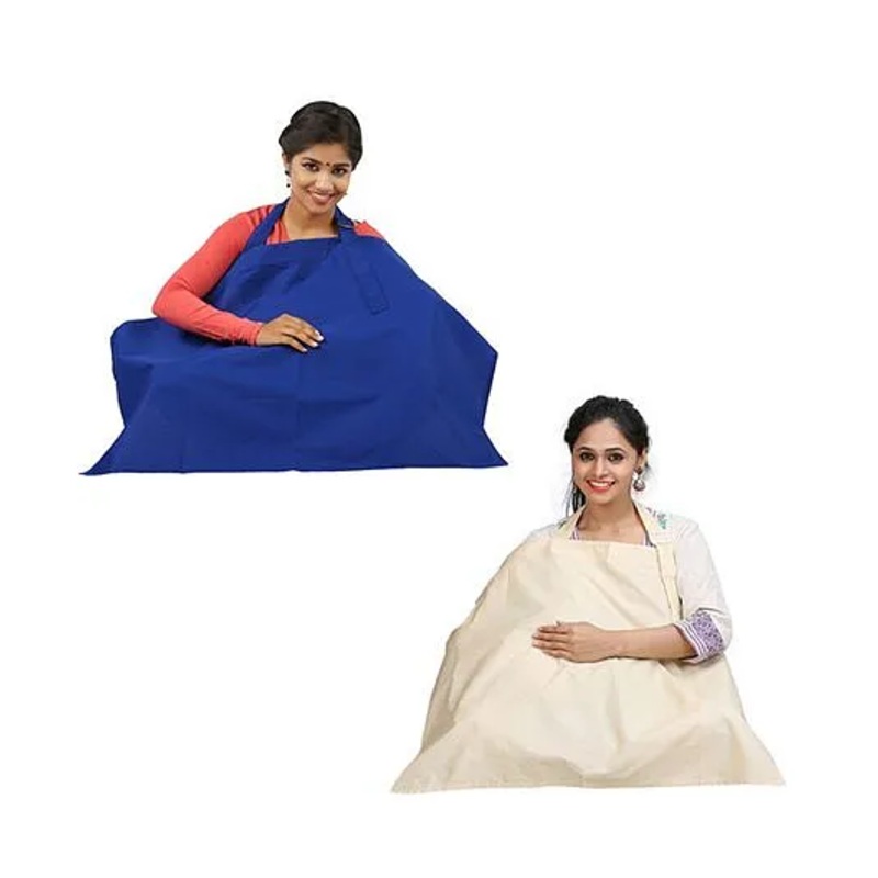 Lulamom Nursing Cover Pack of 2 – Beige And Classic Blue