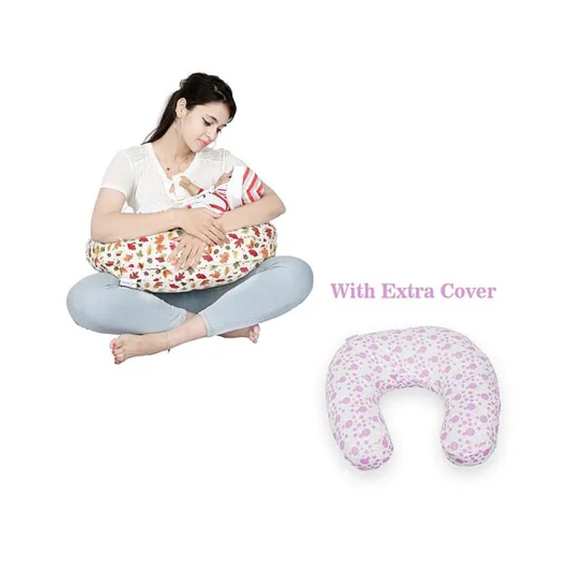 Lulamom Nursing Pillow with Cotton Cover Floral Print – Red