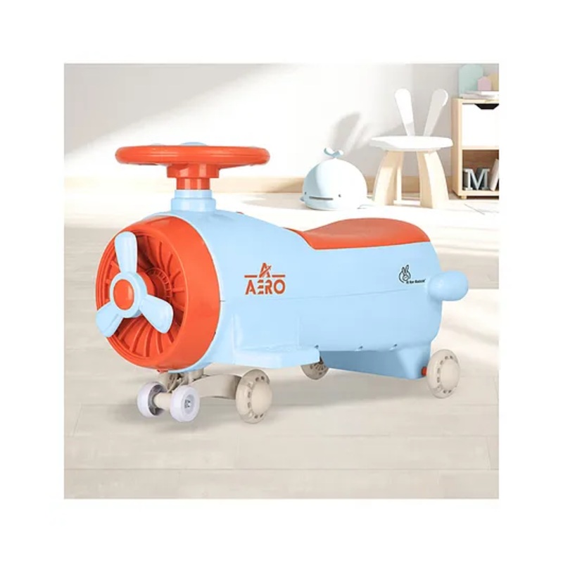 R for Rabbit Iya Iya Aero Kids Swing Car, Scratch Free PU LED Wheels with ABEC7 Bearing, Baby Ride on Magic Toy Panda Car for 2+ Years Boys & Girls, Upto 75 Kgs (Blue Orange)