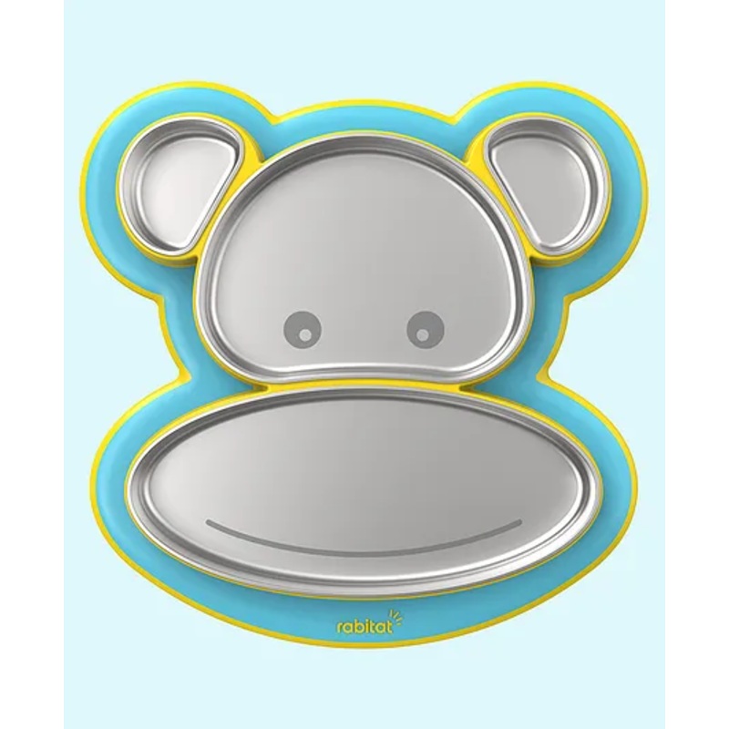 Rabitat Pogo Playte Anti Skid Stainless Steel Divided Plate – Green