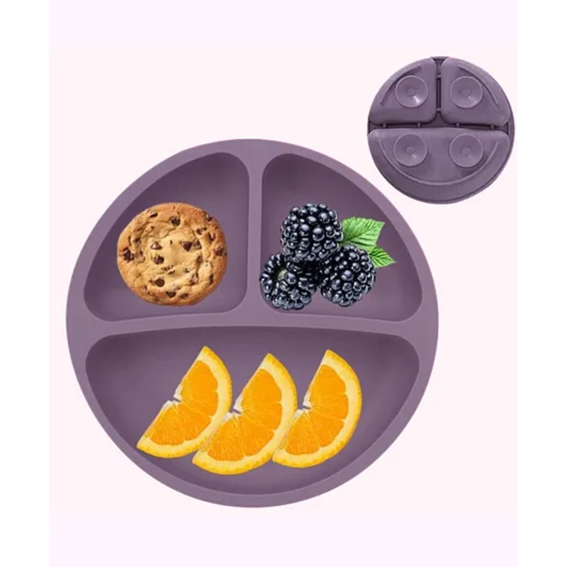Silicone Suction Divided Plates for Babies, Kids, Toddlers – Microwave & Dishwasher Safe Baby Feeding Plates for Eating (Matt Grey)