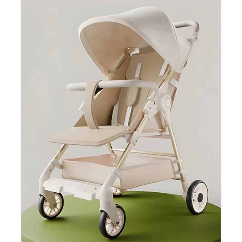 StarAndDaisy Baby Stroller for 0-3 years Newborn & Toddler Travel Pram for Baby with foldable 360 Swivel Lockable Front Wheels, Beige