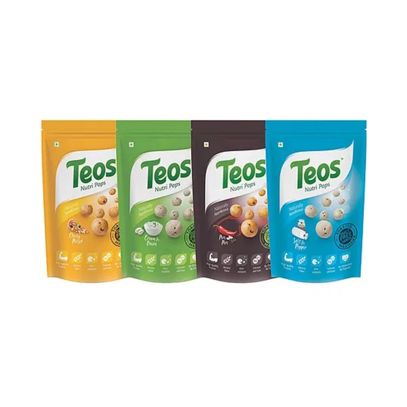 Teos Nutri Pops Roasted Makhana Cheesy Pizza Cream And Onion Piri Piri And Salt And Pepper Pack Of 4 – 65 g Each
