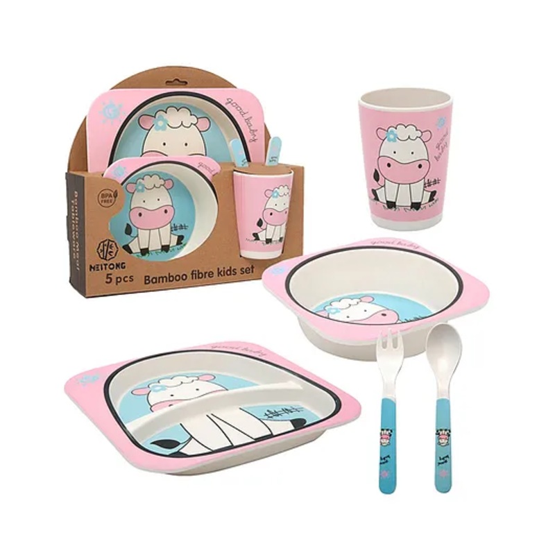 Adore Hey Ya! Bamboo Meal Sets – Pack of 5 accessories- Cow