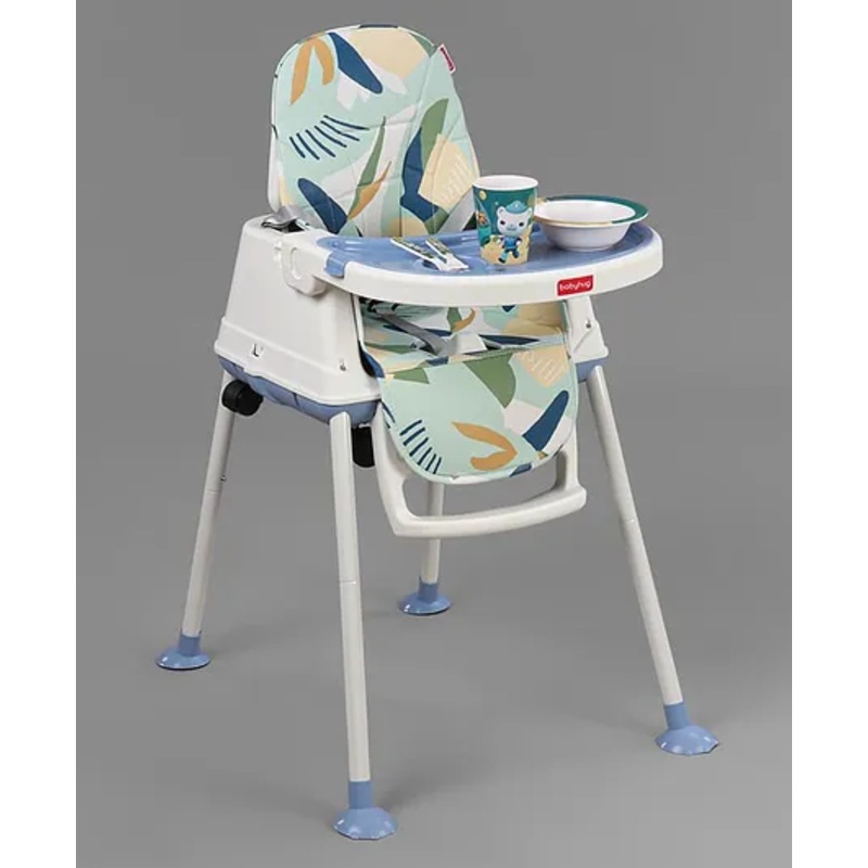 Babyhug Comfy 3 in 1 High Chair with Printed Cushion-Blue