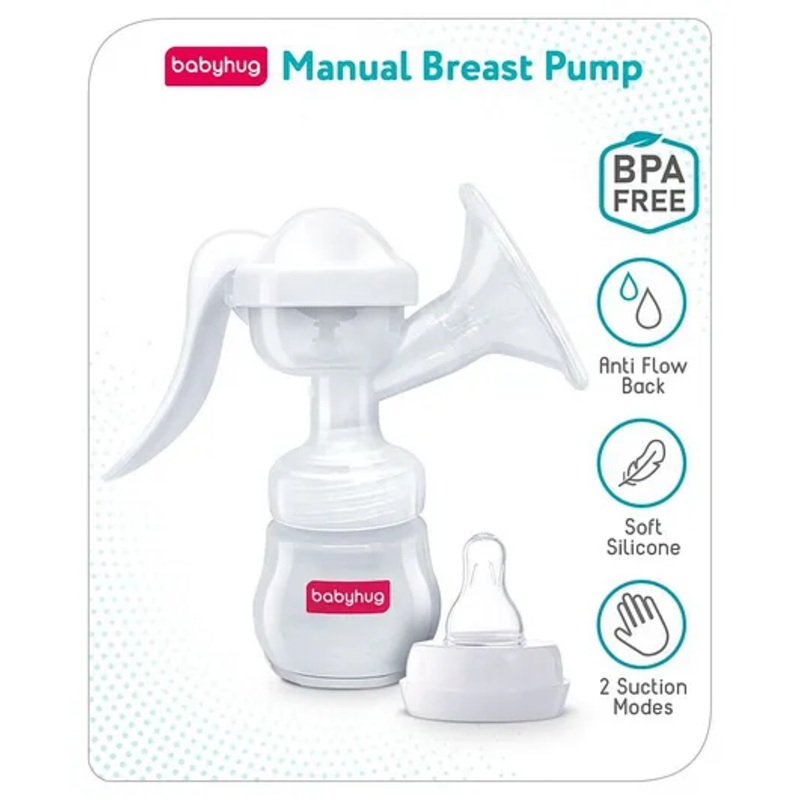Babyhug Manual Breast Pump With Two Suction Mode – White