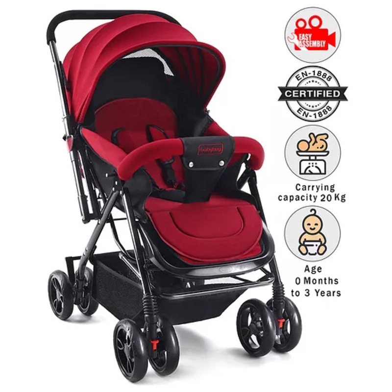Babyhug Symphony Stroller With Reverisble Handle & Mosquito Net – Mauve