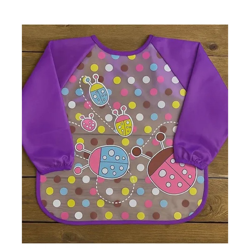 Badal Kidz Long Sleeve Bibs, Waterproof Baby Bibs, Toddler Sleeved Bib, Baby Smock for Eating Feeding, 0-24 Months -Purple