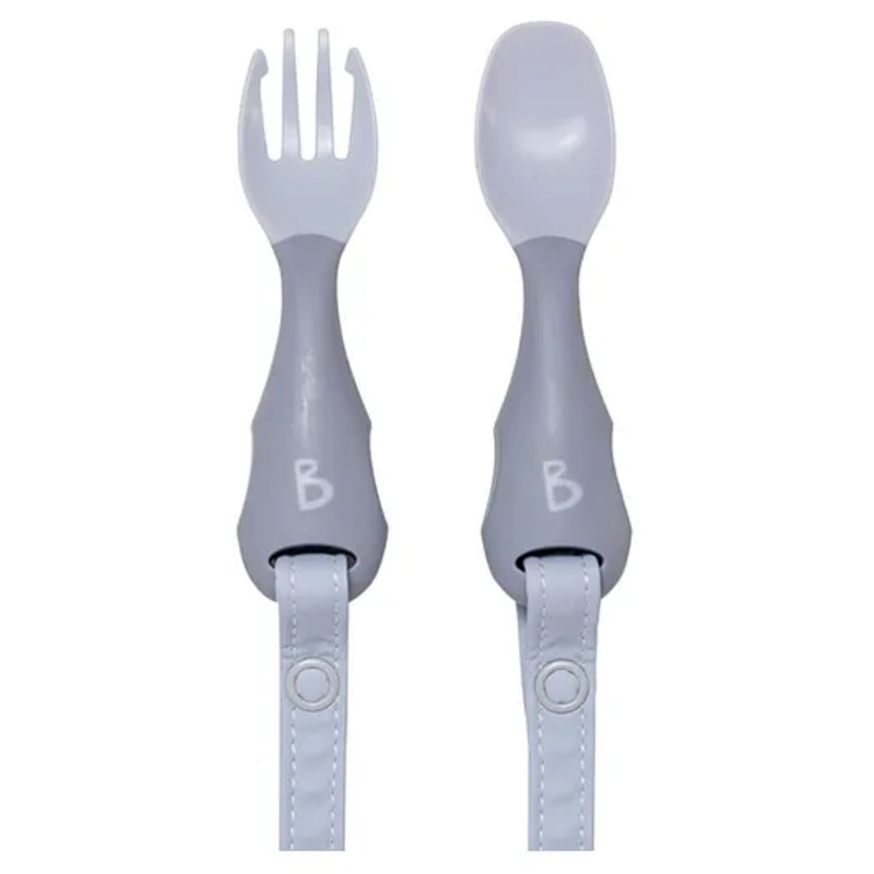 BiBaDo Handi Cutlery Set for Baby – Easy-Grip Spoon & Fork with Attachable Straps – Blue