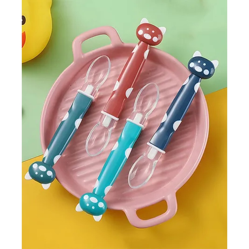 Cozy Vibes  Bpa Free Cartoon Silicone Spoon Tableware Feeding Cutlery Set Training Spoon Silicone Spoon Set for Kids–Pack of 1-Color May Vary