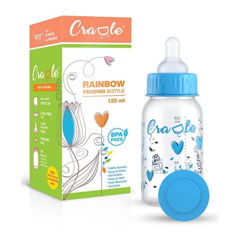 Cradle Rainbow Feeding Bottle -125ml  – Sky Blue