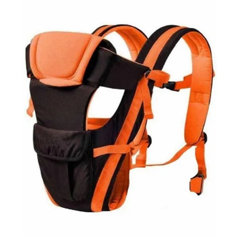 LittleBoo Baby Carrier 4 in 1 Carry Bag Baby Carrier Cuddler Air Mash Fabric Baby Carrier Bag Adjustable – Black  Orange