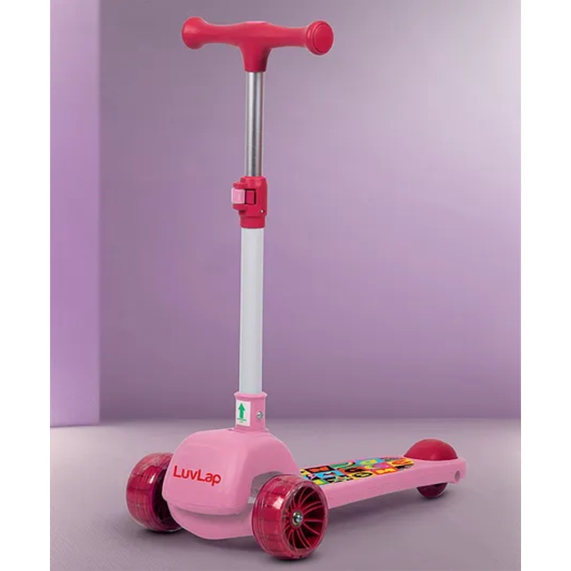 LuvLap Elegant Toddler 3-Wheel Kick Scooter with LED Lights, Stable Wide Deck, Adjustable Height & Easy-Grip Handlebars, Outdoor Fun Gear for Kids 3-10 Years  Blue & Red