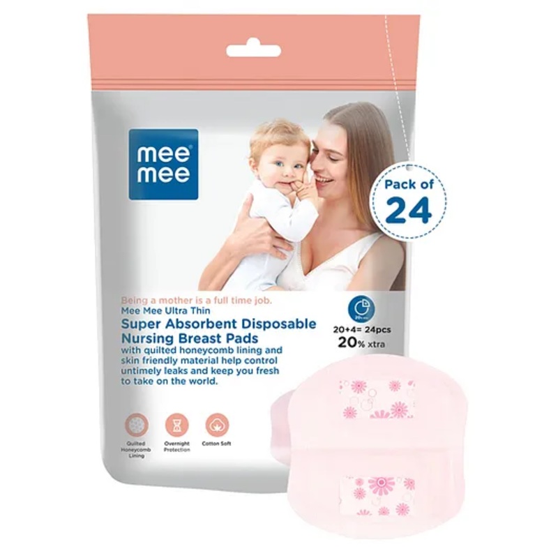 Mee Mee Ultra Thin Super Absorbent Disposable Nursing Breast Pads – 24 Pieces