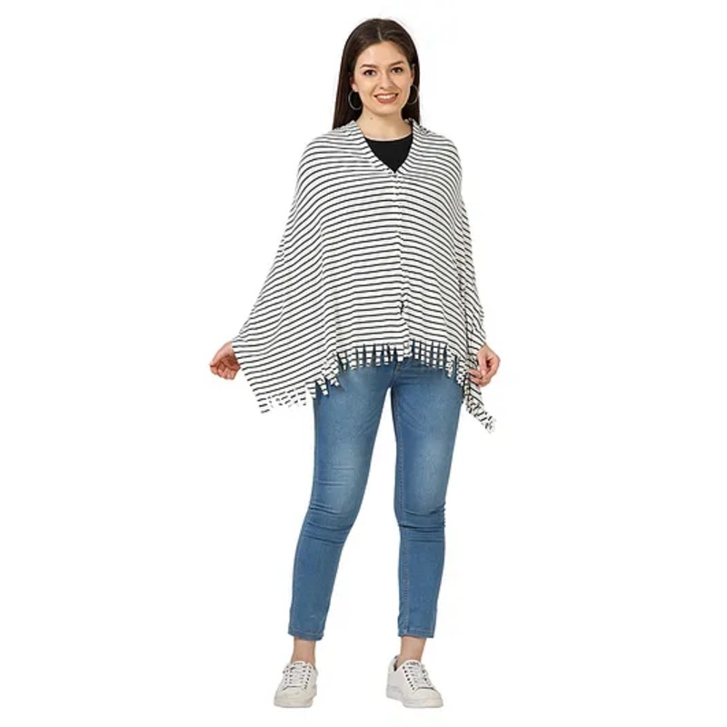 nene Breastfeeding Multi Purpose Nursing Poncho Breathable Breastfeeding Cover -Navy Blue White