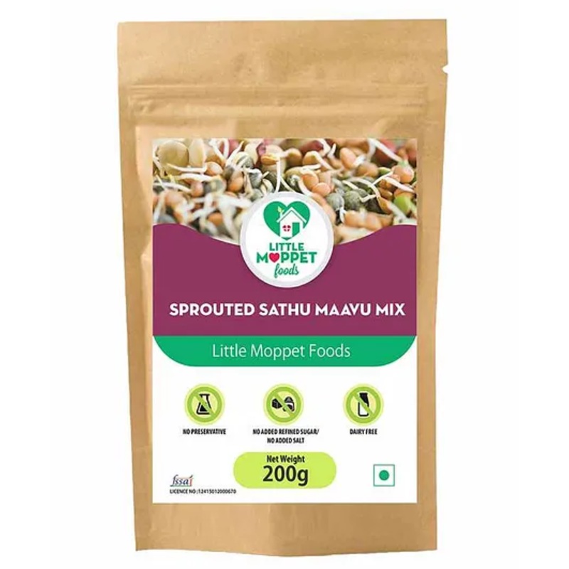 Organic Little Moppet Sprouted Sathumaavu Health Mix – Doctor Mom’s Recipe, 200g for 6-12M Babies