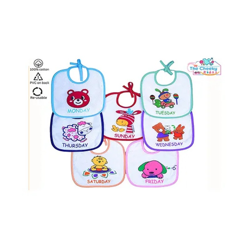 The Cheeky Kidzz Newborn Baby Cotton Durable Feeding Aprons 7 Days Baby Monday To Sunday Bibs