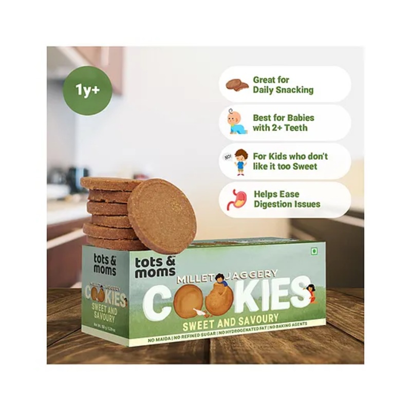 Tots & Moms Millet & Jaggery Cookies- Sweet & Savory – 150 gm