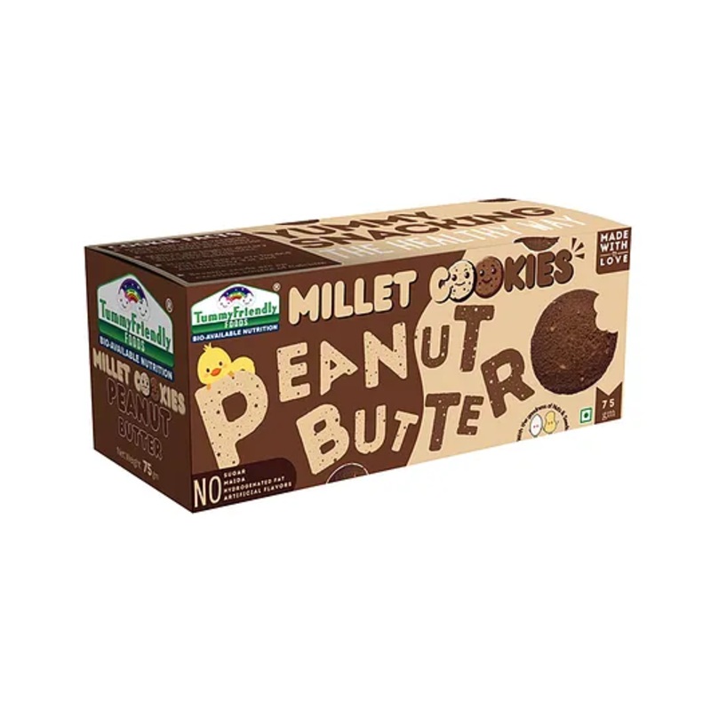Tummy Friendly Foods Millet Cookies – Peanut Butter – 75 g. Healthy Ragi Jaggery Biscuits for Baby, Kids & Adults