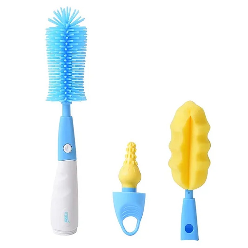 U-grow Silicone Scratch Free Bottle & Nipple Cleaning Brushes – Blue – Set of 3