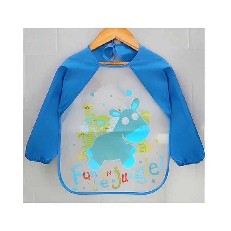 Yellow Bee Polyester Donkey Print Art Smock with Adjustable Closure for Boys  White and Blue
