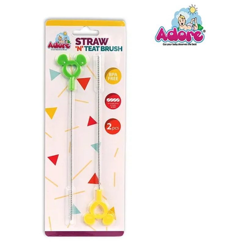 Adore Straw And Teat Brush Pack of 2 – Green Yellow